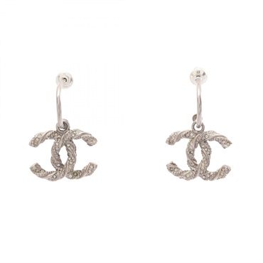 CHANEL COCO Mark Hoop Pierced earrings metal Used Women CC