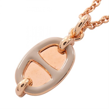 HERMES Pendant Mini Maillon PM Necklace Pendant Gold Plated Beige Used Women