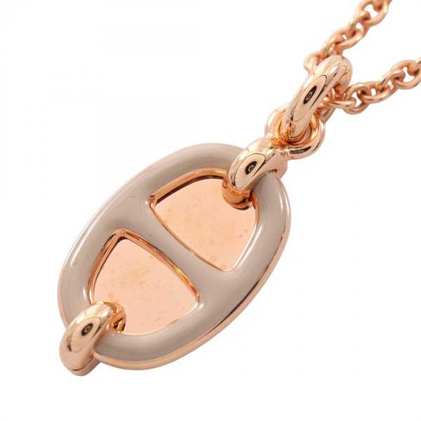 HERMES Pendant Mini Maillon PM Necklace Pendant Gold Plated Beige Used Women