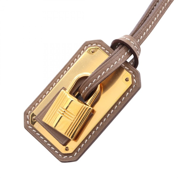 HERMES O'Cole GM Necklace Pendant Gold Plated leather Gray Gold Used Women Y