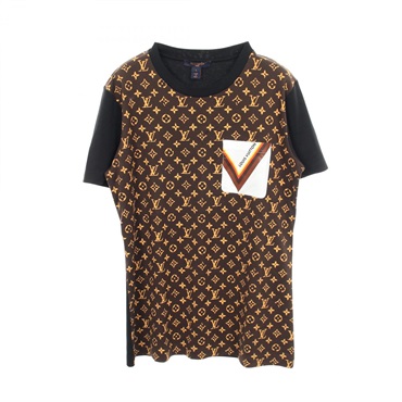 LOUIS VUITTON Retro Monogram T-shirt RW202W cotton Black Brown Used Women L