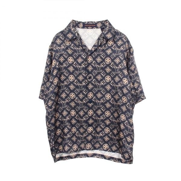 LOUIS VUITTON Monogram Sand Open Collar Shirt RM232M Z49 HPS34W silk Used #S