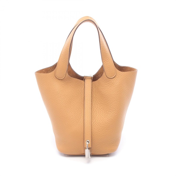 HERMES Picotin Rock PM Handbag U Taurillon Clemence Biscuit Used Women SHW