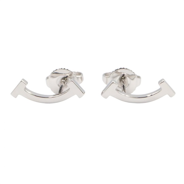 TIFFANY＆CO T Smile Mini Pierced Earrings 18KWG White Gold Used Women