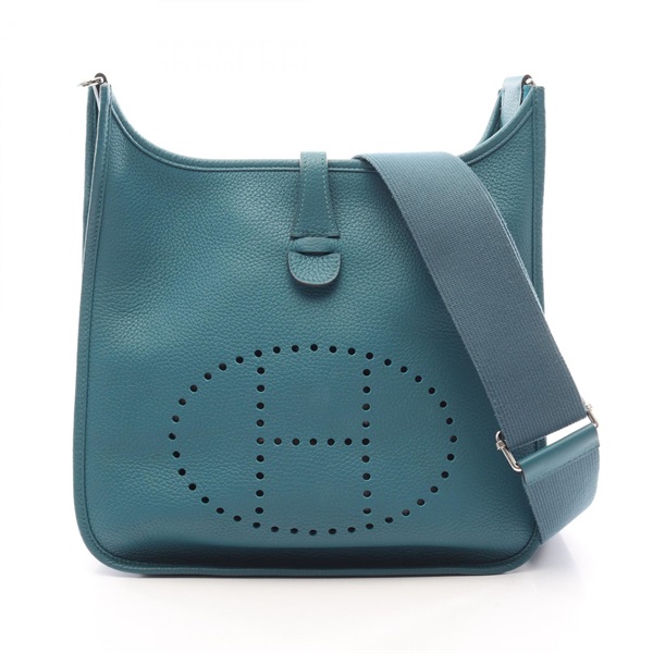 HERMES Evelyne 3 PM crossbody Shoulder Bag D Taurillon Clemence Vert bosphore