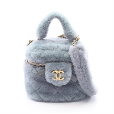 CHANEL Matelasse Vanity Chain Shoulder Bag AS3357 Mouton leather Gray Used GHW