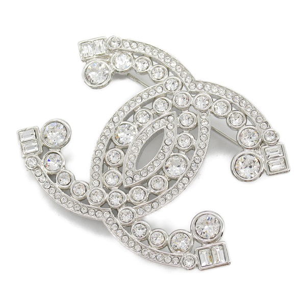 CHANEL COCO Mark Brooch Silver plating Stone Used Women women CC