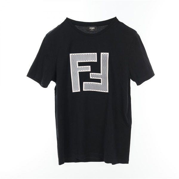 FENDI Mesh FF logo T-shirt S size FAF532 A78M cotton Black Used