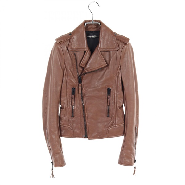 BALENCIAGA motorcycle jacket 256302 Lamb leather Brown Used Women #36