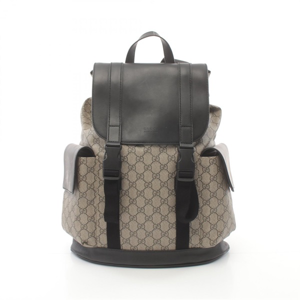 GUCCI GG Supreme Rucksack Backpack 450958 canvas leather Beige Black Used