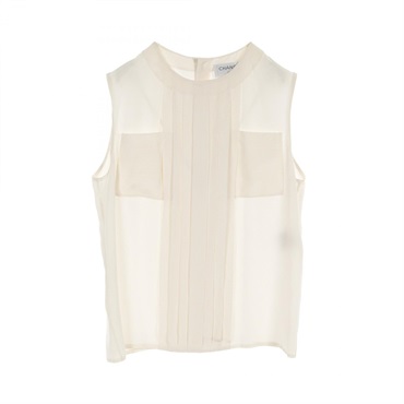 CHANEL blouse Tops P56042V12320 silk Beige Used Women size 38