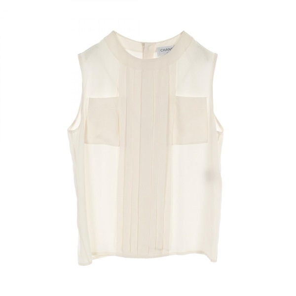 CHANEL blouse Tops P56042V12320 silk Beige Used Women size 38