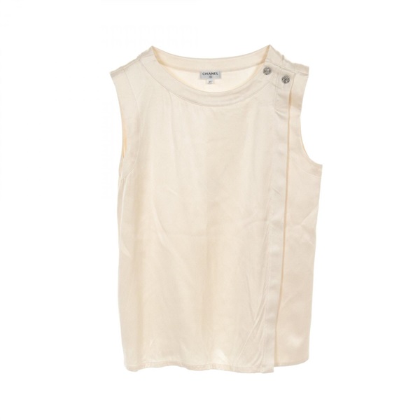 CHANEL COCO Mark button blouse Tops P59089V10591 silk Beige Used Women #34