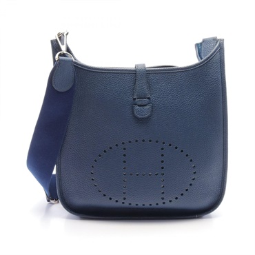HERMES Evelyne III PM Shoulder Bag Taurillon Clemence leather Blue Used Women N
