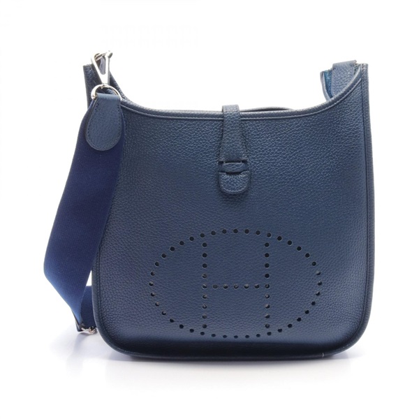 HERMES Evelyne III PM Shoulder Bag Taurillon Clemence leather Blue Used Women N
