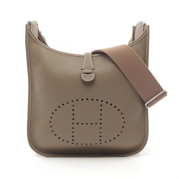 HERMES Evelyne 3 PM Shoulder crossbody Bag W Taurillon Clemence Etoupe Grey SHW