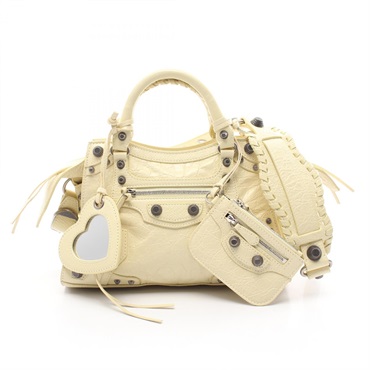 BALENCIAGA Neo Cagoule XS 2way shoulder Handbag 700940 leather Beige Used Women