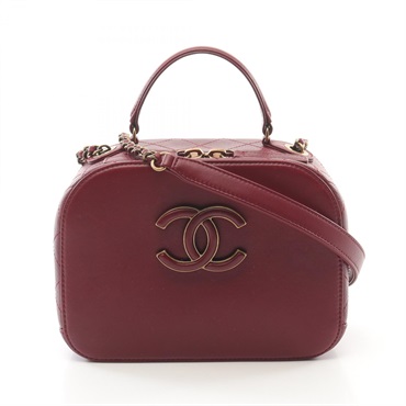 CHANEL Matelasse Shoulder Bag leather Bordeaux Used Women