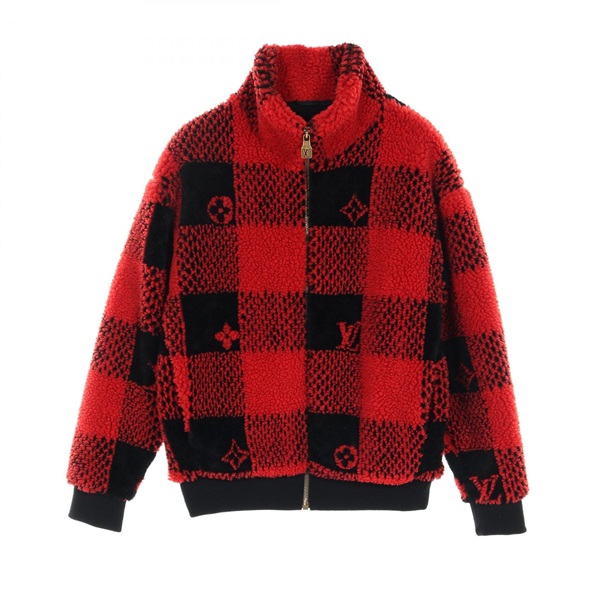 LOUIS VUITTON Damier Blouson Jacket 1AFXOE wool Polyester Red Black Used mens S
