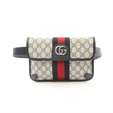 GUCCI Ophidia belt Waist bag 674081 canvas leather Beige Navy Used mens