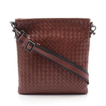 BOTTEGA VENETA Intrecciato Shoulder crossbody Bag leather Brown Used