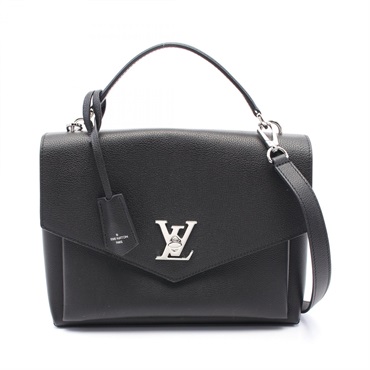 LOUIS VUITTON My Lockme Satchel Black Handbag M54849 leather Black Used Women
