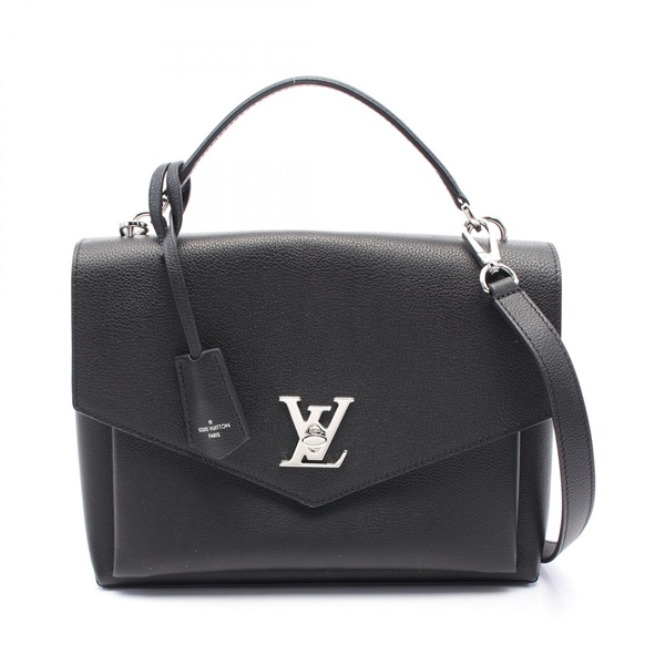 LOUIS VUITTON My Lockme Satchel Black Handbag M54849 leather Black Used Women