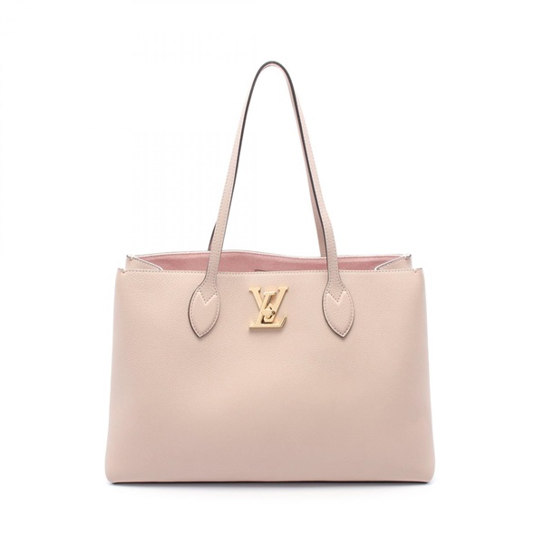 LOUIS VUITTON Lockme Shopper Greige Tote Bag M57346 leather Beige Used Women