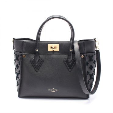 LOUIS VUITTON On My Side MM Monogram Tufftage Black Handbag M53826 Used Women