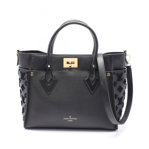 LOUIS VUITTON On My Side MM Monogram Tufftage Black Handbag M53826 Used Women