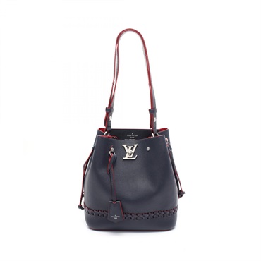LOUIS VUITTON Lockme Bucket Shoulder crossbody Bag M54681 leather MarineRouge LV