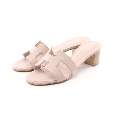HERMES Oasis Sandals #34 shoes heels Epsom Rose porcelaine Used