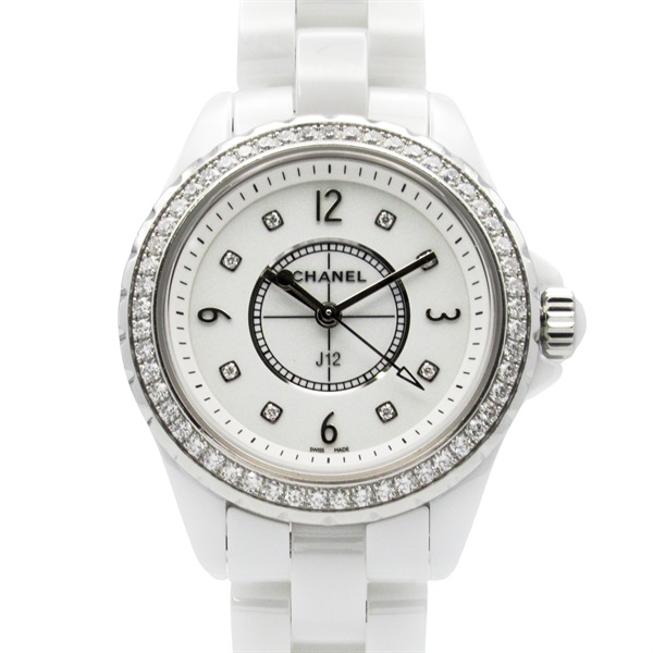 CHANEL J12 Diamond Bezel 8P Diamond Wrist Watch H3110 Quartz ceramic Used Women