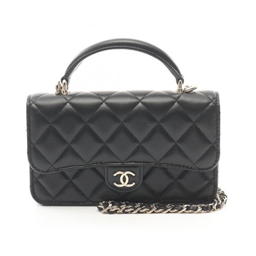 CHANEL Matelasse phone case chain Shoulder crossbody Bag AP3226 Lambskin BK GHW