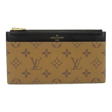LOUIS VUITTON Slim Long zip Wallet purse M80348 Monogram Reverse brown LV