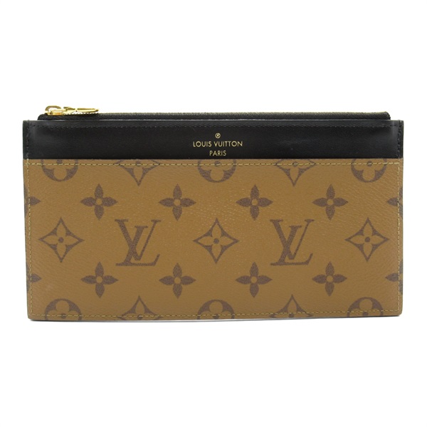 LOUIS VUITTON Slim Long zip Wallet purse M80348 Monogram Reverse brown LV