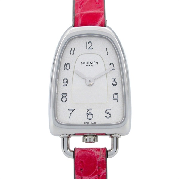 HERMES Gallop Wrist Watch GA1.110 Quartz Stainless Steel leather Used Women