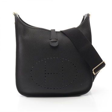 HERMES Evelyne 3 PM Shoulder crossbody Bag B Taurillon Clemence Black Used GHW