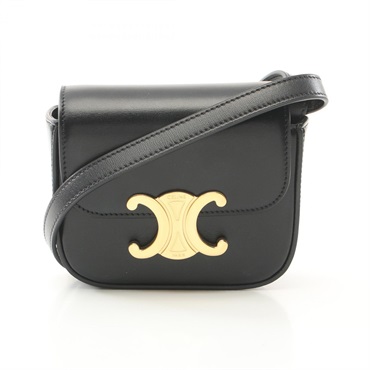 CELINE Mini-Claude Triomphe Shoulder Bag 10I513 leather Black Used Crossbody