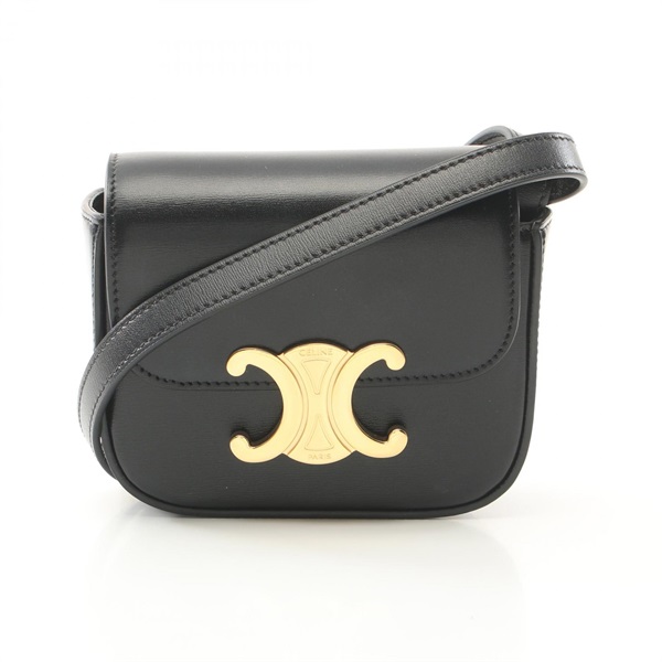 CELINE Mini-Claude Triomphe Shoulder Bag 10I513 leather Black Used Crossbody