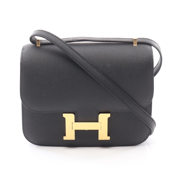 HERMES Constance 3 mini Shoulder Bag W leather Black GHW