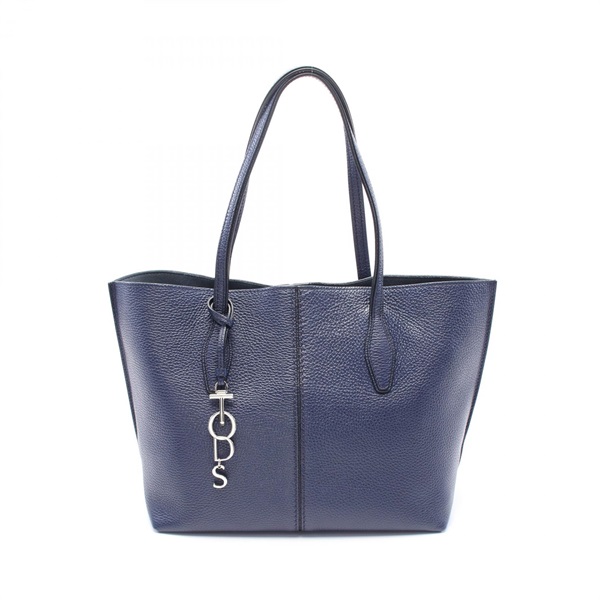 TOD'S ANQ Tote 2way shoulder Bag leather Navy Used Women