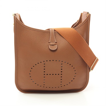 HERMES Evelyne 3 PM Shoulder crossbody Bag B Taurillon Clemence Gold Used GHW