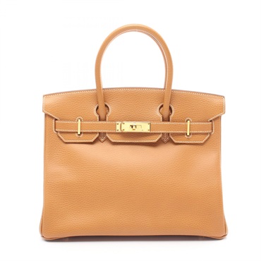 HERMES Birkin 30 Hand bag C Ardennes leather Natural Used GHW