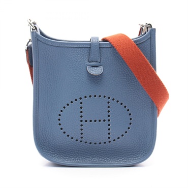 HERMES Evelyne TPM Amazon Shoulder crossbody Bag X Taurillon Clemence Blue agate