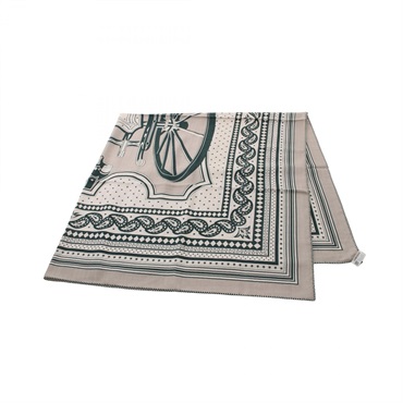 HERMES Carre 140 LES ROUES DE PHAETON Scarf silk cashmere Beige Green Used