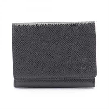 LOUIS VUITTON Cult de Visit Card Case M30922 Taiga leather Black Ardoise Used LV
