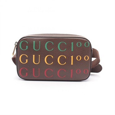 GUCCI Centennial Bum Waist Belt Bag 602695 Leather Brown Multicolor Used Unisex