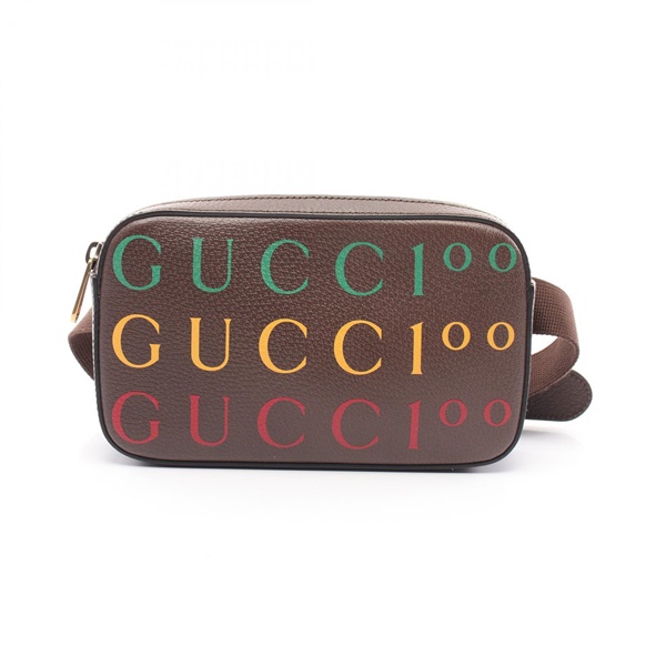 GUCCI Centennial Bum Waist Belt Bag 602695 Leather Brown Multicolor Used Unisex