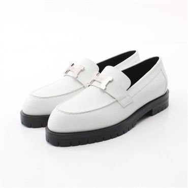 HERMES Fauve loafers shoes #34.5 shoes flats Epsom White Used Women